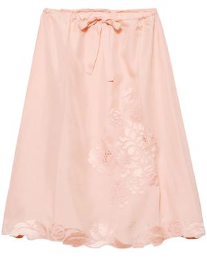 Prada Embroidered Silk Skirt - Pink