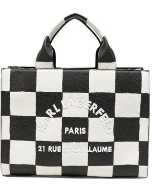 KARL LAGERFELD Checkerboard-Print Tote Bag - Black