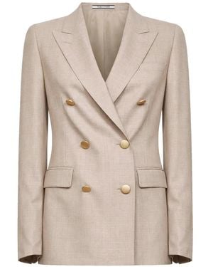 Tagliatore Double-Breasted Peak-Lapel Blazer - Natural