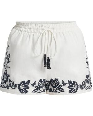 Hemant & Nandita Aahi Embroidered Tassel Shorts - White