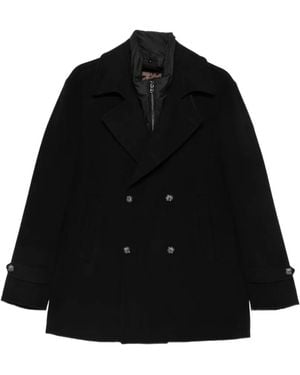 Barba Napoli Double-Breasted Peacoat - Black