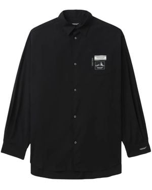 Undercover Logo-Patch Cotton-Blend Shirt - Black