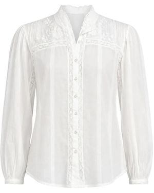 LoveShackFancy Lace-Trim Embroidered Shirt - White