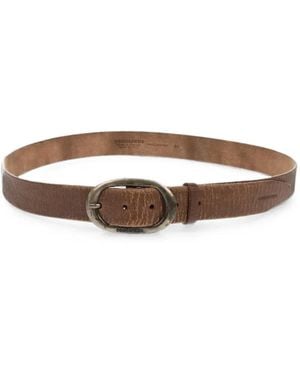 DSquared² Craquelé-Effect Leather Belt - Brown