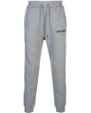 Delantic Logo-Print Fleece Sweatpants - Gray