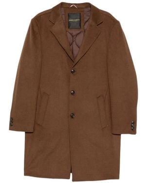 SERGIO MORETTI FIRENZE Single-Breasted Notched-Lapel Coat - Brown