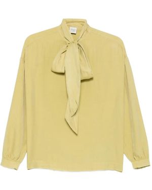 19.61 MILANO Bluse Mit Schleifenkragen - Gelb
