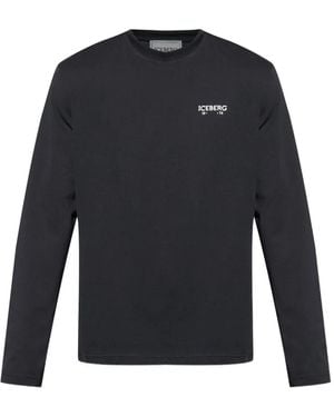 Iceberg Logo-Print Long-Sleeve T-Shirt - Blue