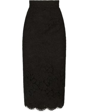 Dolce & Gabbana Lace Midi Skirt - Black