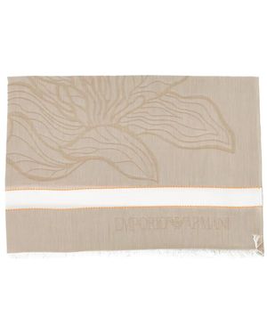 Emporio Armani Floral-Print Scarf - Natural