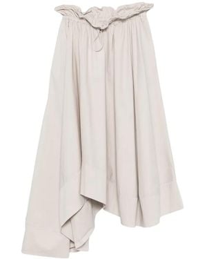 Isabelle Blanche Drawstring Asymmetric Midi Skirt - White