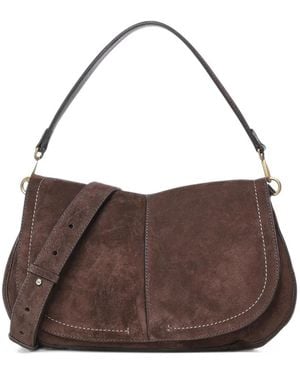 Gianni Chiarini Helena Suede-Finish Panelled Shoulder Bag - Brown