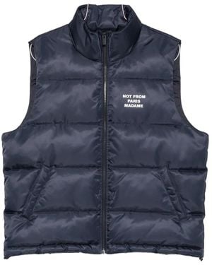 Drole de Monsieur Slogan-Print Zip-Up Gilet - Blue