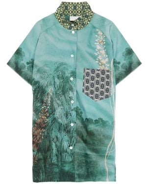 Pierre Louis Mascia Landscape-Print Pocket Shirt - Green