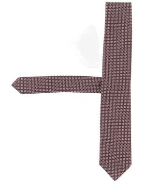 BOSS Geometric-Print Tie - White