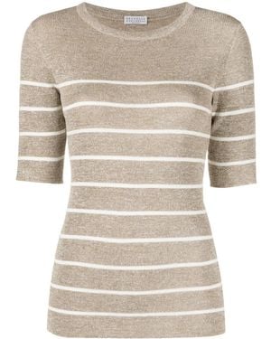Brunello Cucinelli ショートスリーブ ニットトップ - ナチュラル