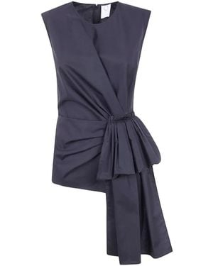 Mantu Draped Knot-Detail Top - Blue