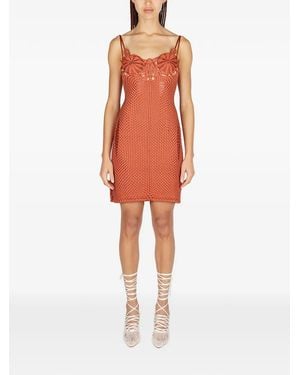 Isa Boulder Interwoven-Design Mini Dress - Red
