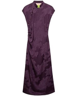 Shanghai Tang Floral Qipao Midi Dress - Purple
