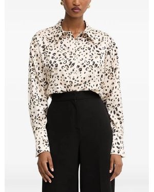 Morgan Leopard-Print Button-Down Shirt - White