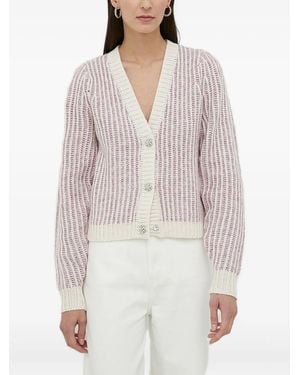 Bruuns Bazaar Cardigan Côtelé À Boutons Ornés - Blanc