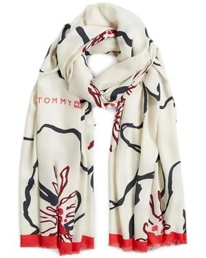 Tommy Hilfiger Floral-Print Scarf - White