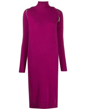 DIESEL Zip Reveal Roll Neck Knit Dress - Purple