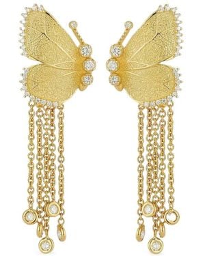 Tanya Farah Boucles D'Oreilles Pendantes Butterfly Wing Médium - Metallic