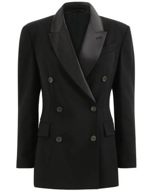 Brunello Cucinelli Viscose And Virgin Wool Tuxedo Jacket With Monili - Black