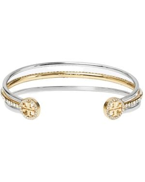 Tory Burch Icon Mixed Pavé Cuff Bracelet - Metallic