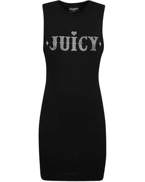 Juicy Couture Crew Neck Logo-Detail Mini Dress - Black