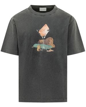 Drole de Monsieur Glass Lion Graphic-Print T-Shirt - Grey