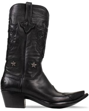 Chrome Hearts Bottines En Cuir À Étoiles Appliquées - Noir