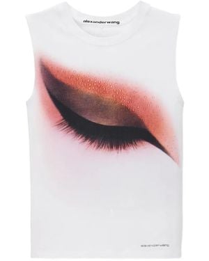 Alexander Wang Fitted Tank Top W/ Hotfix Graphic - White