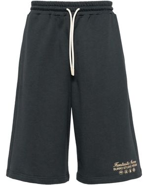 MSGM Printed Cotton Track Shorts - Grey