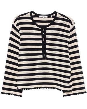 FRAME Jersey De Punto Calado A Rayas - Negro