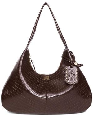 Ganni Schultertasche Mit Kroko-Prägung - Braun