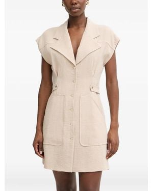 SIMONA CORSELLINI Button-Up Notched-Lapels Dress - Natural