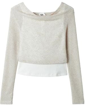 B+ AB Draped Hooded Top - White