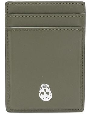 McQueen Skull-Detail Card Holder - Green