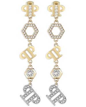 Philipp Plein Pendiente Con Colgante Del Logo - Blanco