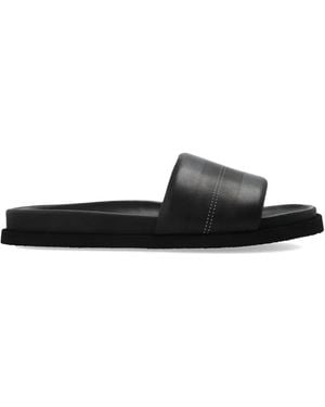 Off-White c/o Virgil Abloh Logo-Print Leather Slides - Black