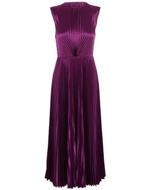 Ulla Johnson Midi Malin Pleated Satin-Finish Dress - Purple