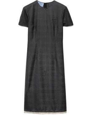 Prada Checked Wool Dress - Black