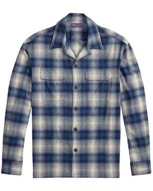 Ralph Lauren Plaid-Print Camp-Collar Shirt - Blue