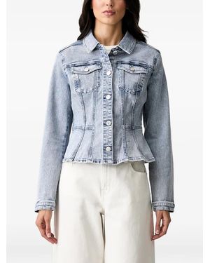 Morgan Peplum-Hem Denim Jacket - Blue