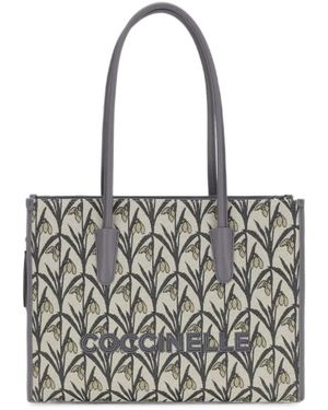 Coccinelle Borsa A Spalla Myrtha26 Con Motivo Jacquard - Bianco