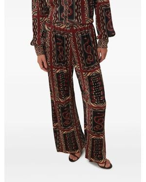 FARM Rio Snake Scarves-Print Pleated Pants - Black
