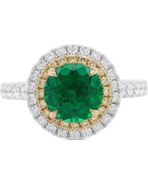 HYT Jewelry ダイヤモンド&エメラルド リング 18kホワイトゴールド - グリーン