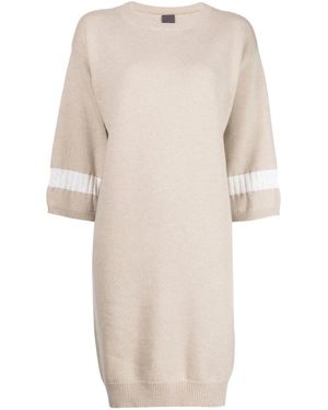 Lorena Antoniazzi Stripe-Trim Detail Knit Dress - Natural